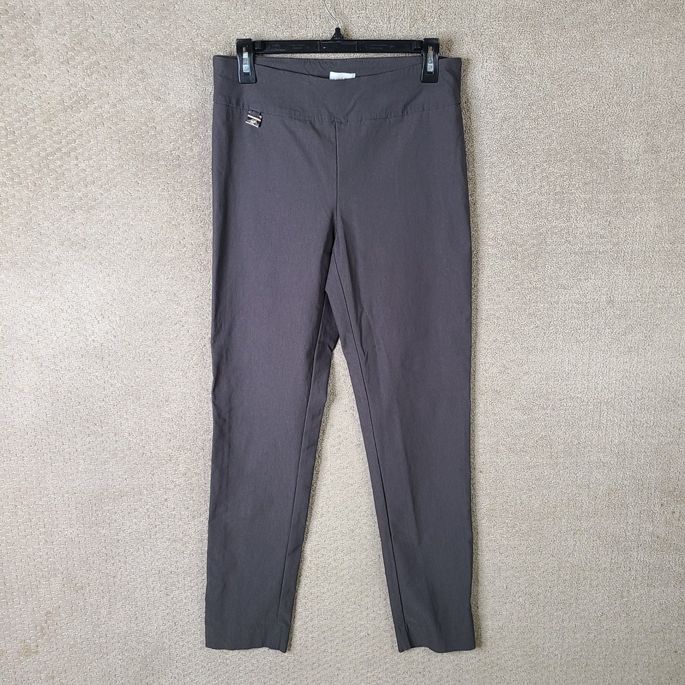 Lisette Pants Womens 10 Gray Solid Pull On‎ Slim Fit Rayon Nylon Stretch Casual